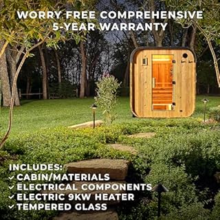 Backyard Discovery Lennon Outdoor Cube Sauna 4-6 Person, 9kW WiFi Electric Heater, Cedar Wood Home Sauna, Tempered Glass, Finnish Sauna Kit