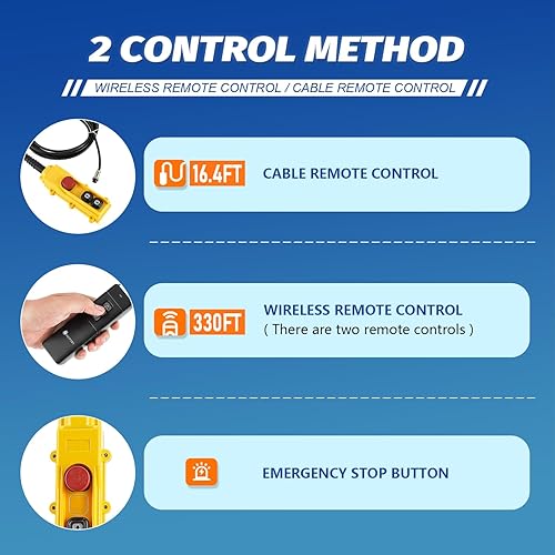 Miniatura 2 de NEWTRY Polipasto eléctrico Pro de 1,100 libras, cabrestante eléctrico 110v 120v, con 2 controles remotos inalámbricos, control remoto por cable