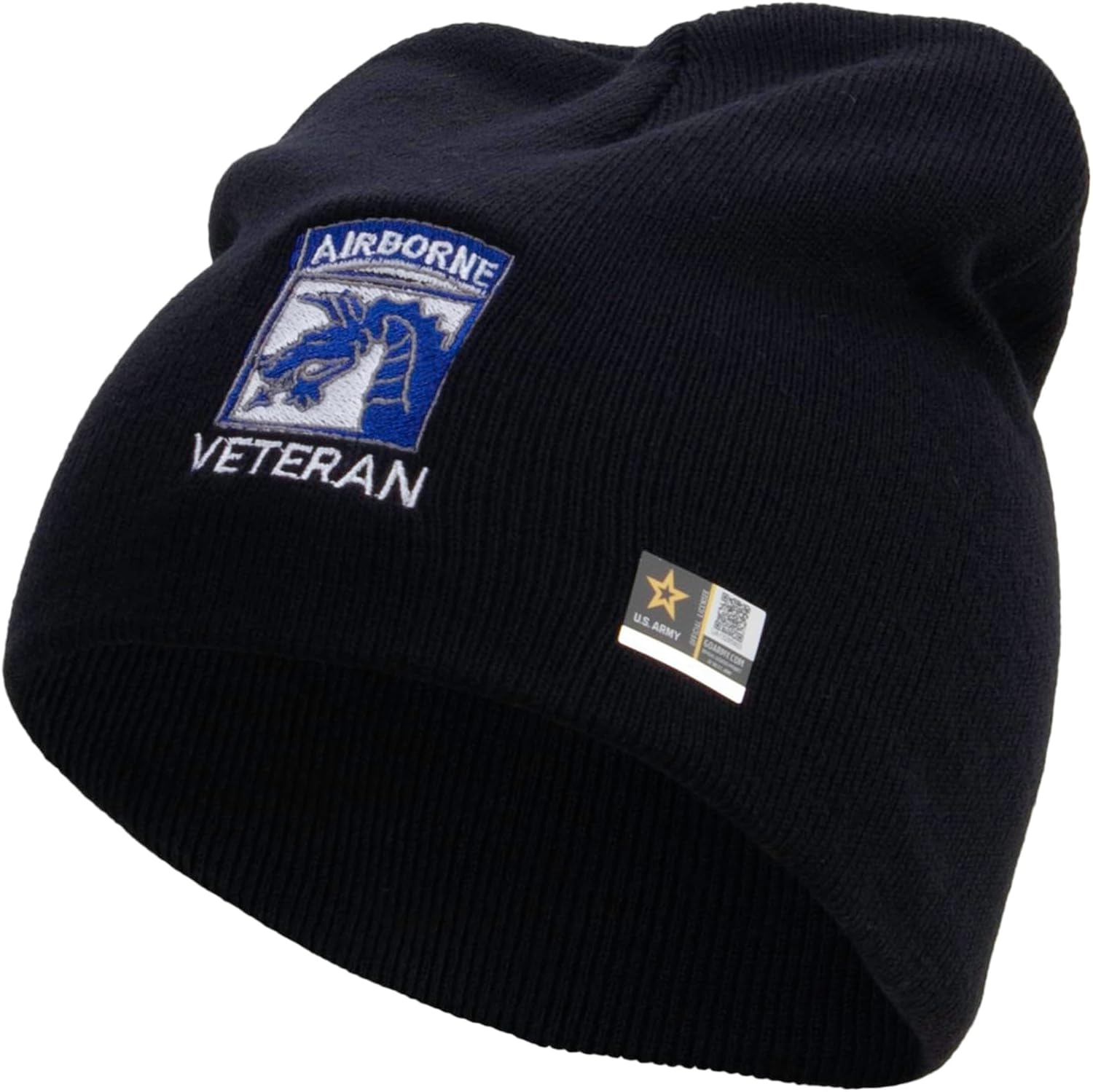 e4Hats.com 18th Airborne Corps Veteran Embroidered 8 Inch Knitted Short Beanie