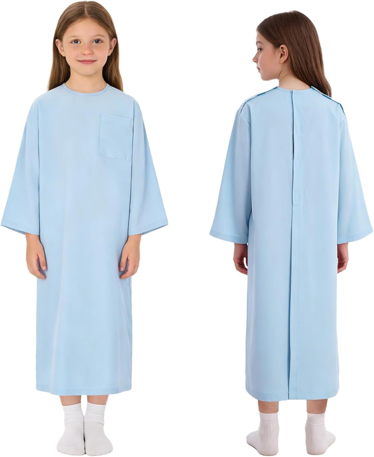 Patient Nursing Clothes for Boys Girls Pediatric Hospital Gown Post Surgery Dress Adaptive Clothing with Pocket