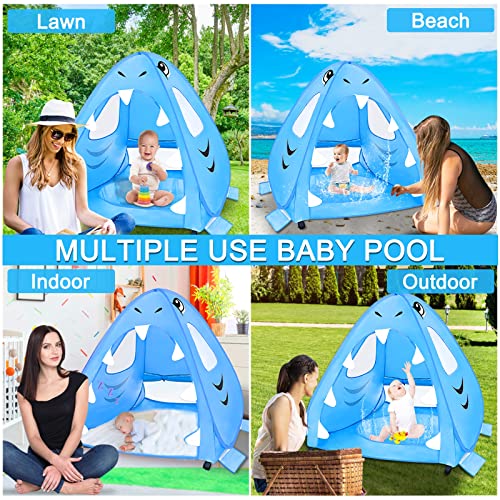 image for TURNMEON [ Extra High ] Shark Baby Beach Tent with Pool, Pop Up Baby P