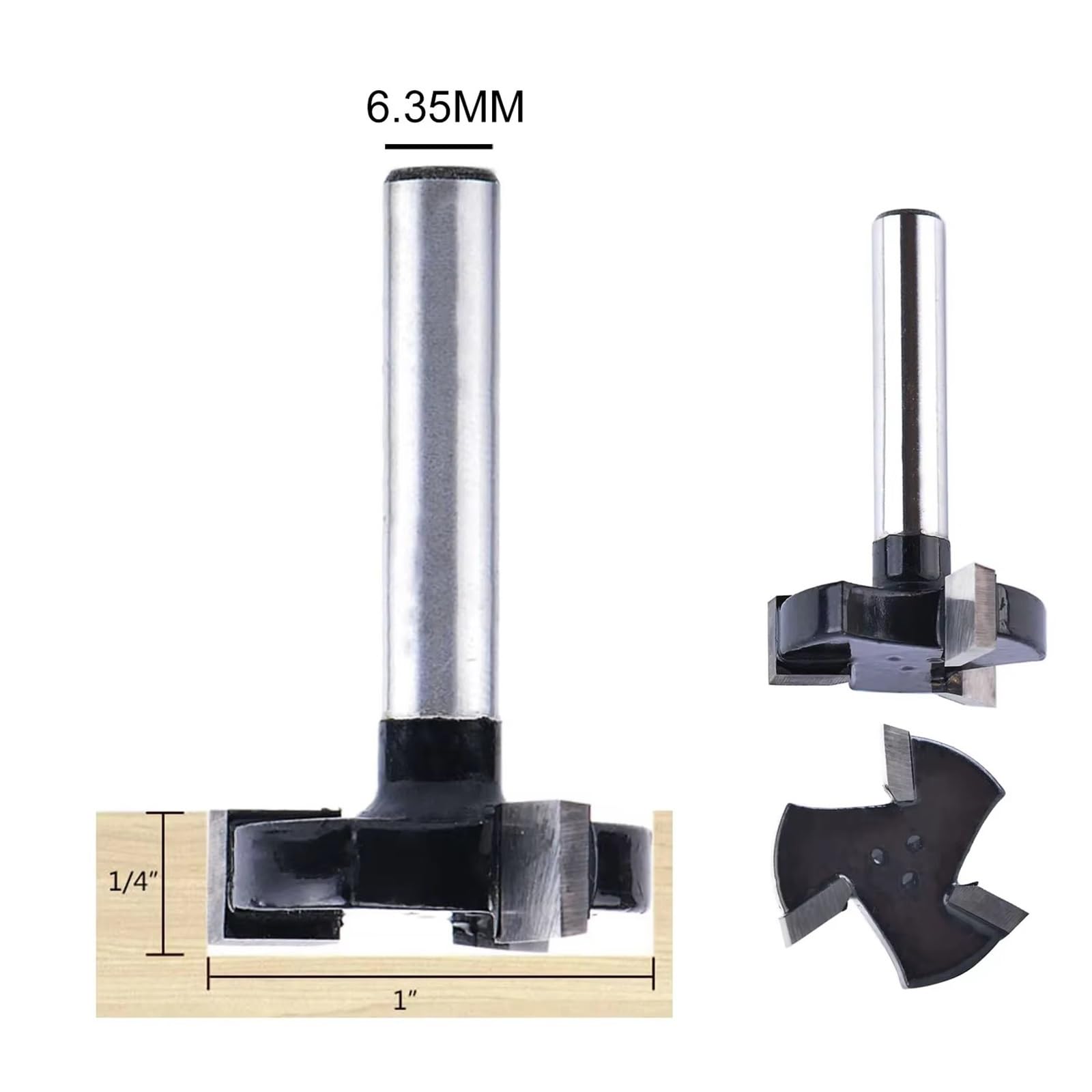 Juego de 7 brocas carburo sólido con vástago 1/4 pulgada, grabado CNC 6,35 mm, juego fresado para carpintería