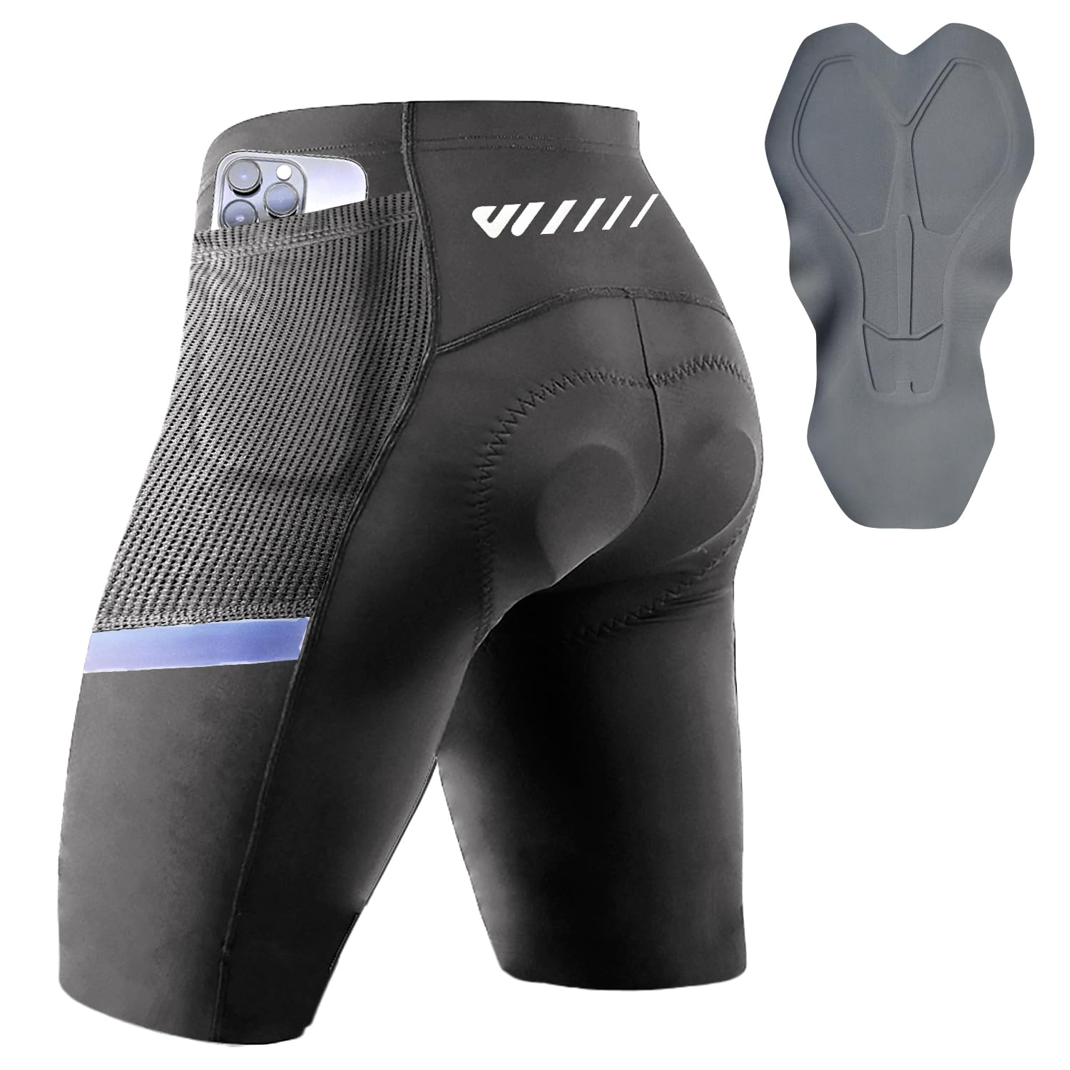 Lo.gas Radlerhose Herren gepolstert, Radhose für Männer Gel gepolstert mit Taschen, Road Shorts atmungsaktiv Quick-Dry