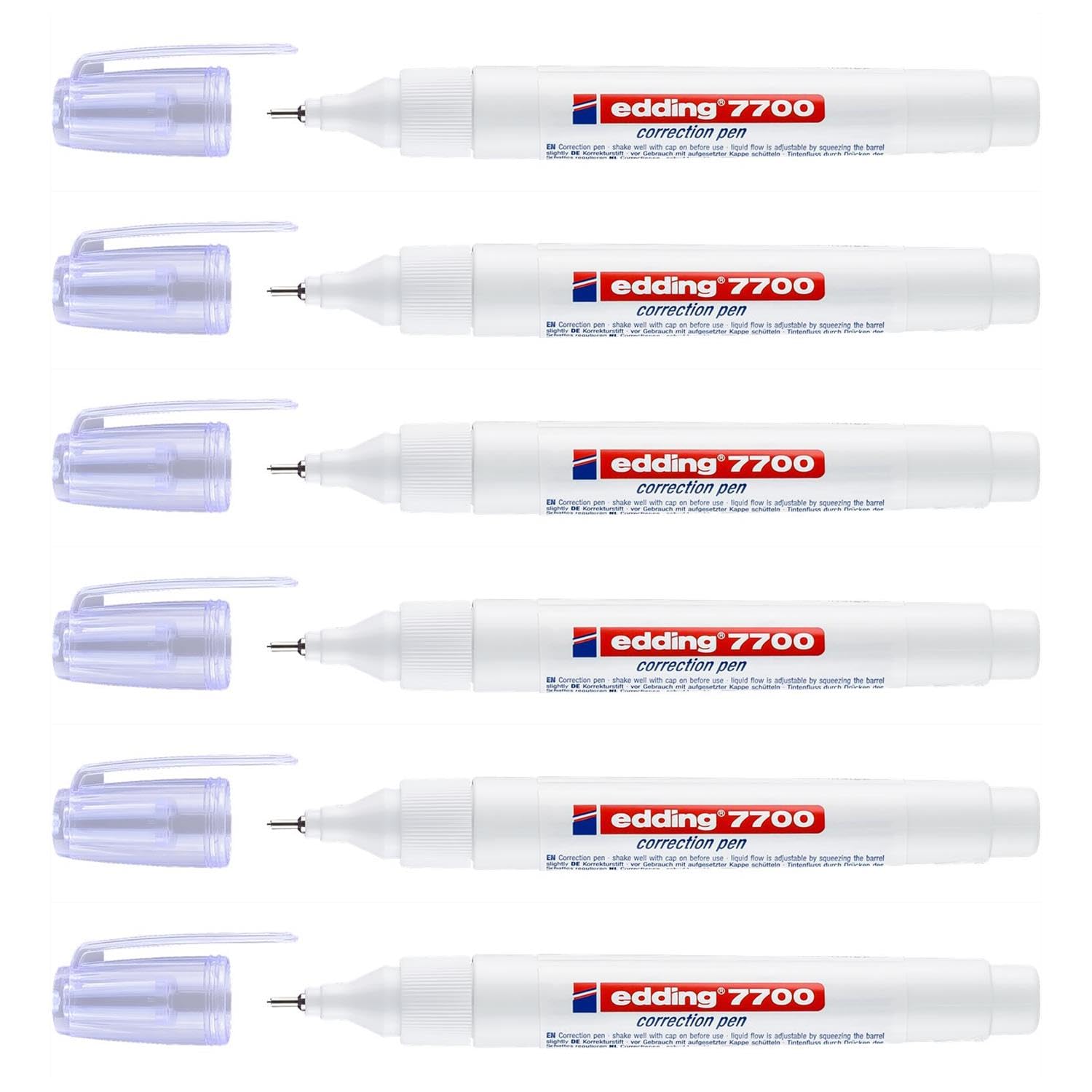 Edding Set mit 6 Korrekturstiften, 7700, Metallspitze, 1-2 mm