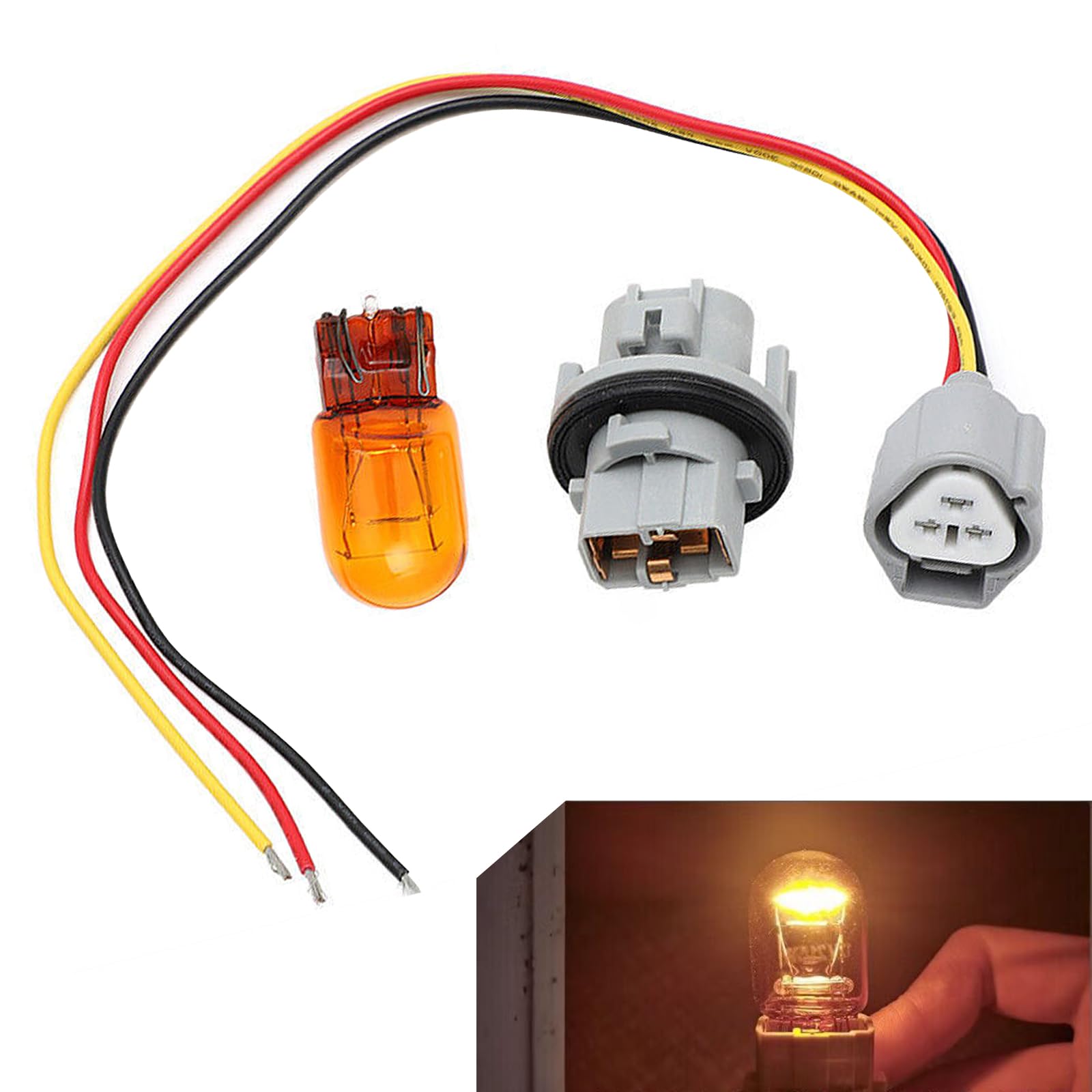 Zikefest 1Set Car Lighting Bulb, Turn Signal Light Bulb Socket Wiring Harness Set, Standard Interface Replace 26243-5HA0A, Compatible with Toyota