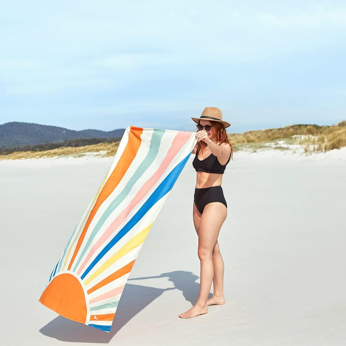 Dock & Bay Quick Drying Towel - for Sports & Gym - Compact, Lightweight - 100% Recycled - Includes Bag - Stripes Go Wild - Rise & Shine, Large (160x90cm, 63x35)