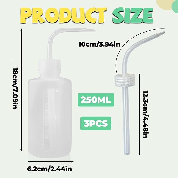 3 Pcs Squeeze Bottle, Wash Bottle - Leak-Proof with Precision Nozzles for Plant Care, Vinaigrette, Detergent & Tattoo Supplies