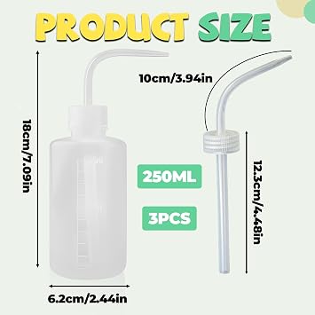 3 Pcs Squeeze Bottle, Wash Bottle - Leak-Proof with Precision Nozzles for Plant Care, Vinaigrette, Detergent & Tattoo Supplies