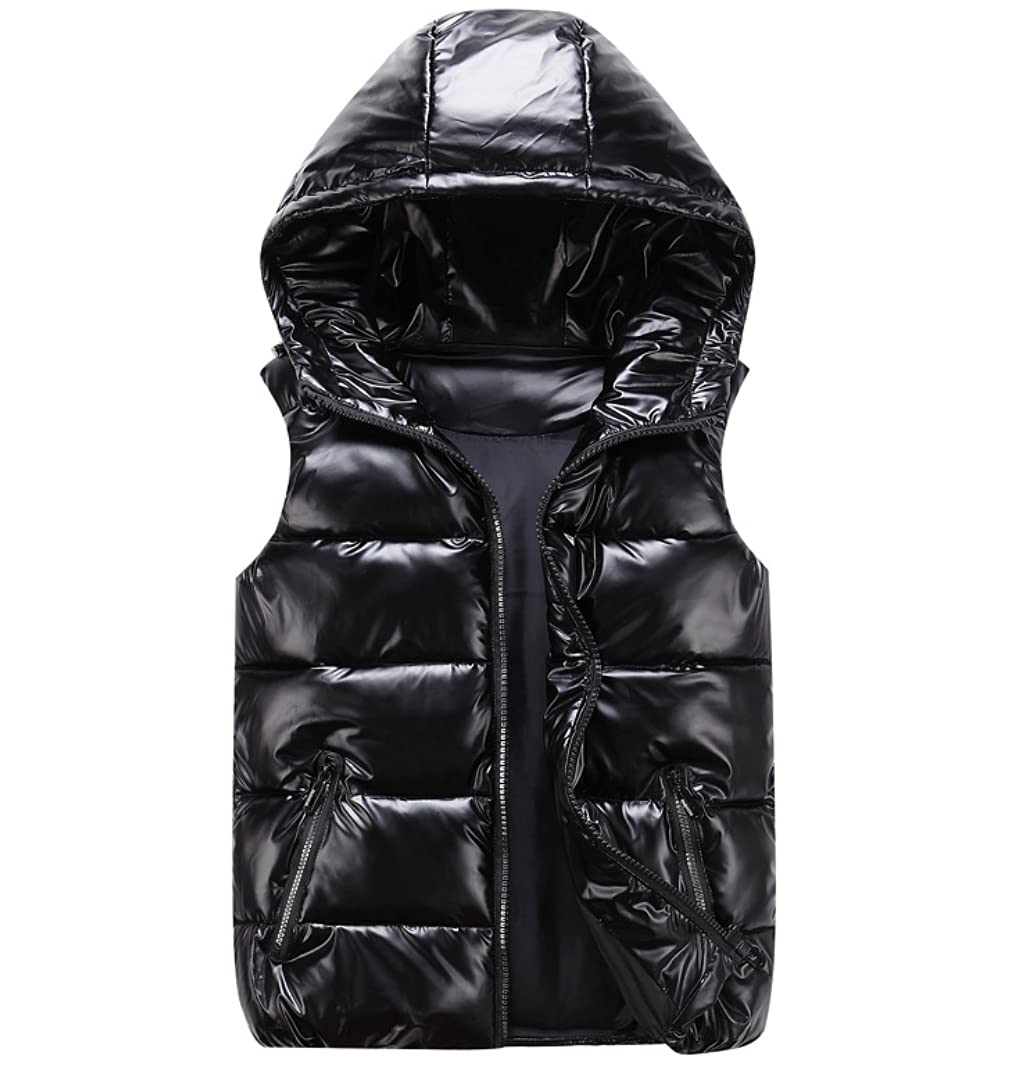 QWEZXCMI Chaleco Unisex, 2021 Winter Winter Warm's Lightweight con Capucha, Chaleco sin Mangas Acolchado Acolchado, Chaleco con Capucha para Hombres y Mujeres,Negro,S