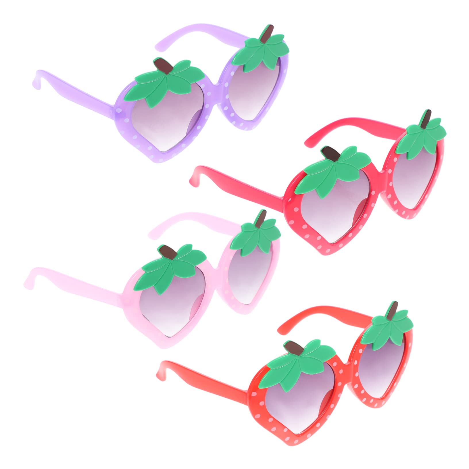 FRCOLOR Strawberry Sunglasses Set 4pcs Children's Pink Sunglasses Fun and Stylish for Boys and Girls
