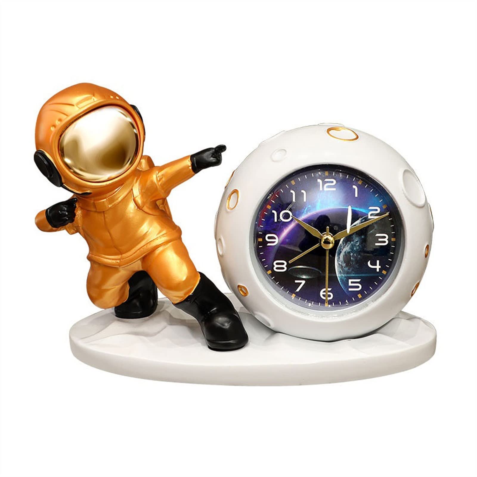B3F7M4R9J2 Table clock Creative Desk Clock Household Light Luxury Living Room Cartoon Alarm Desktop Decoration(Orange)