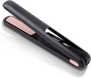 Cordless Hair Straightener and Curler 2 in 1, Portable Flat Iron for Hair, Fast Heating Flat Iron, Adjustable Temperature, Type-C Rechargeable, Mini for Travel(Grey)