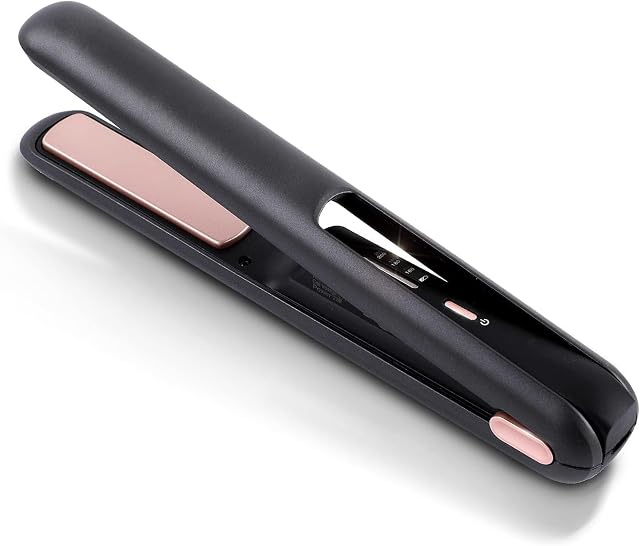 Cordless Hair Straightener and Curler 2 in 1, Portable Flat Iron for Hair, Fast Heating Flat Iron, Adjustable Temperature, Type-C Rechargeable, Mini for Travel(Grey)