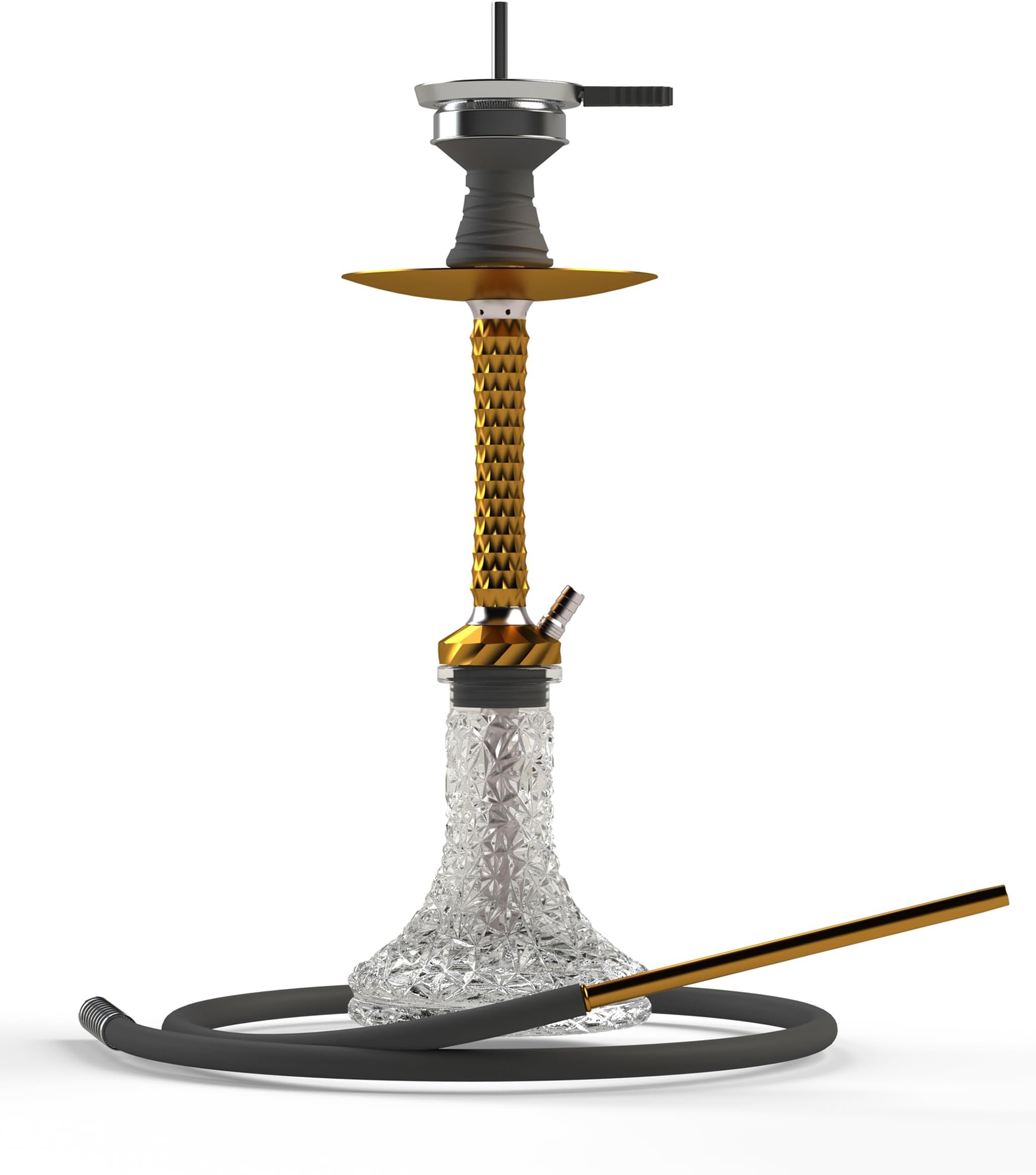 AGFYLIFE Hookah Set with Everything - 22" Aluminum Glass Hookah Set Premium Shisha Hookah Complete Set with 1 Hose, Glass Vase, Coal Holder, Gold