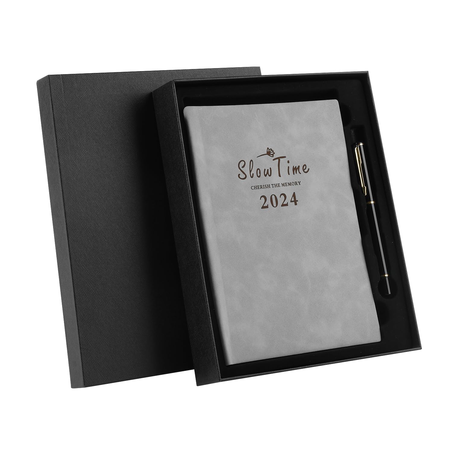 Diary A5 Week to View Planner 2024, Appointment Books Planners with Black Signing Pen, A5 2024 Diary with Gift Box (Grey)