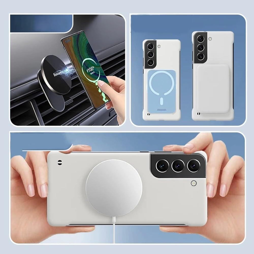 Ultracienkie PC Bezramkowe Magnetyczne Etui Telefoniczne Do Samsung Galaxy S24 S23 S22 S21 S20 FE Plus NOTE 20 Ultra Matowe, Jasnozielone, Do S23