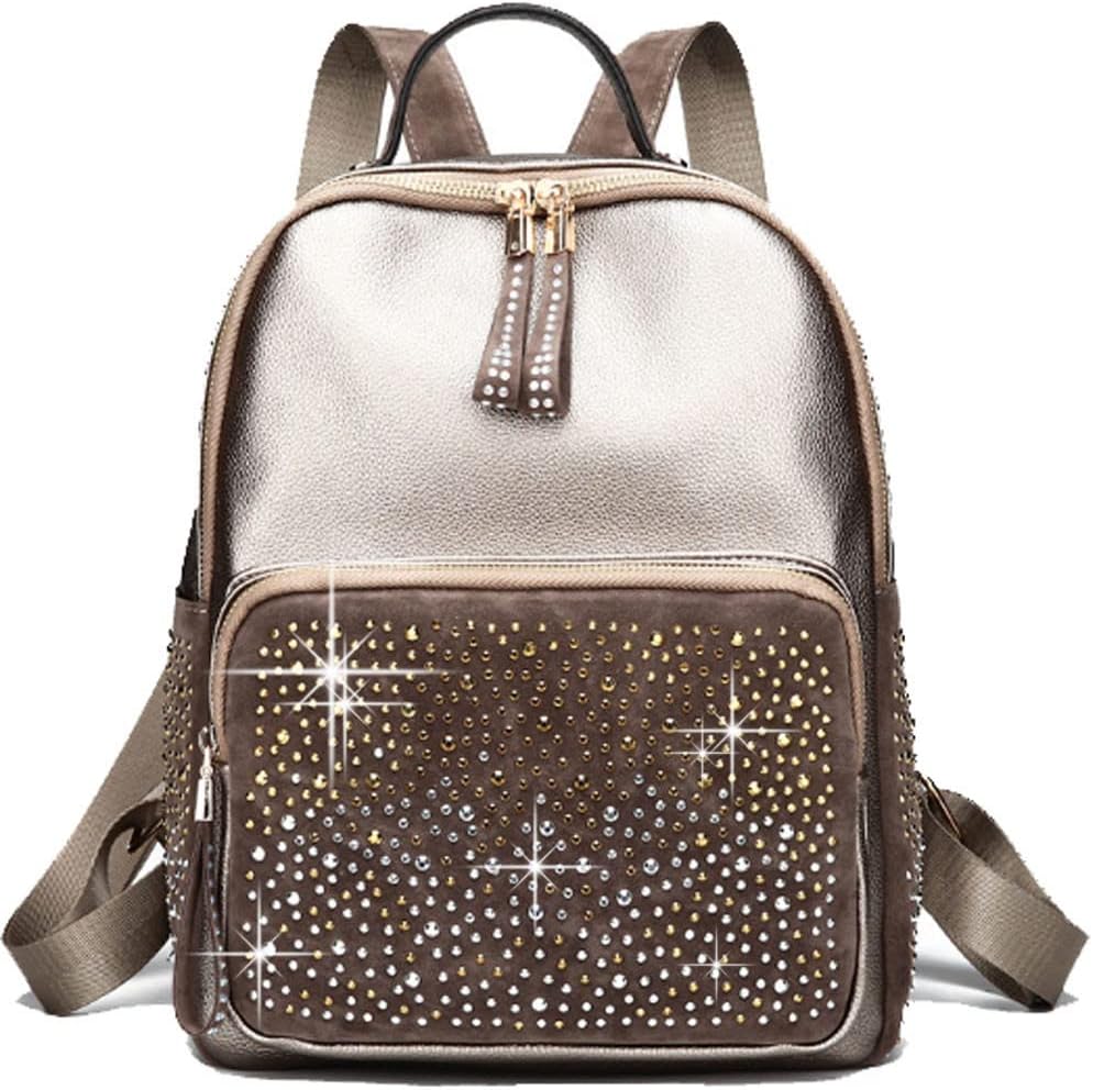 Rhinestone Backpack Faux Leather Red