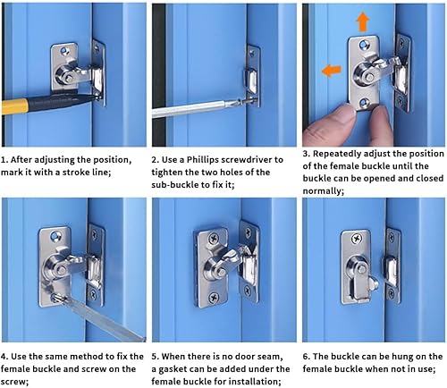 Miniatura 5 de Paquete de 2 pestillos de puerta de tamaño mini de 90 grados, cerradura de puerta pequeña de granero con perno deslizante, pestillo de bloqueo de