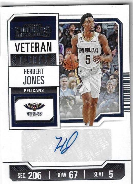 Herbert Jones Autographed Veteran Ticket Collectible Basketball Card - 2023 Panini Contenders Basketball Card #VTR-HJP (Pelicans)