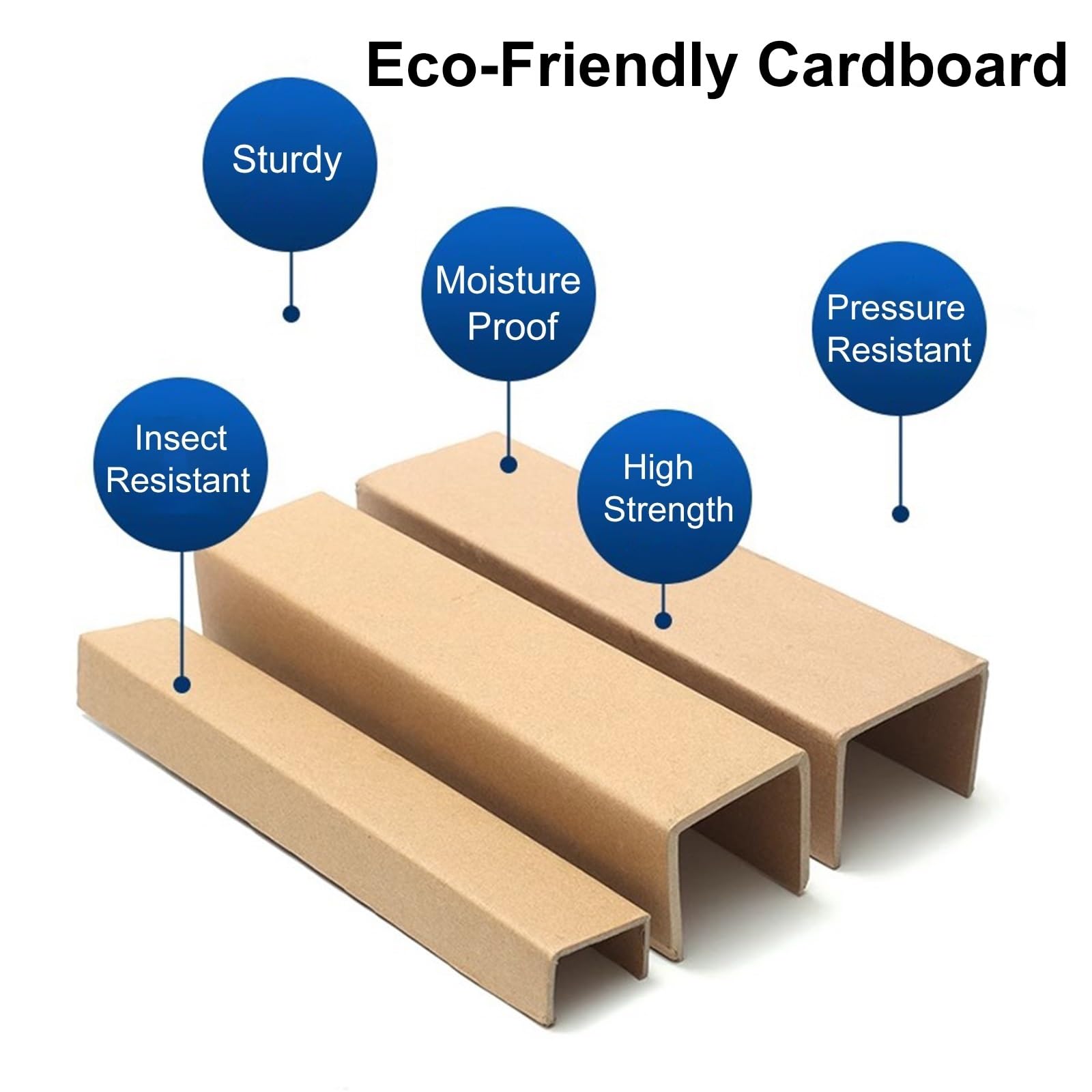 Protecteur d'angle en carton, Lot de 100 protections d'angle en forme U for portes d'entrepôt et chargement navires, protection anti-choc(50mm(2.0 In),L 50cm/20 in)