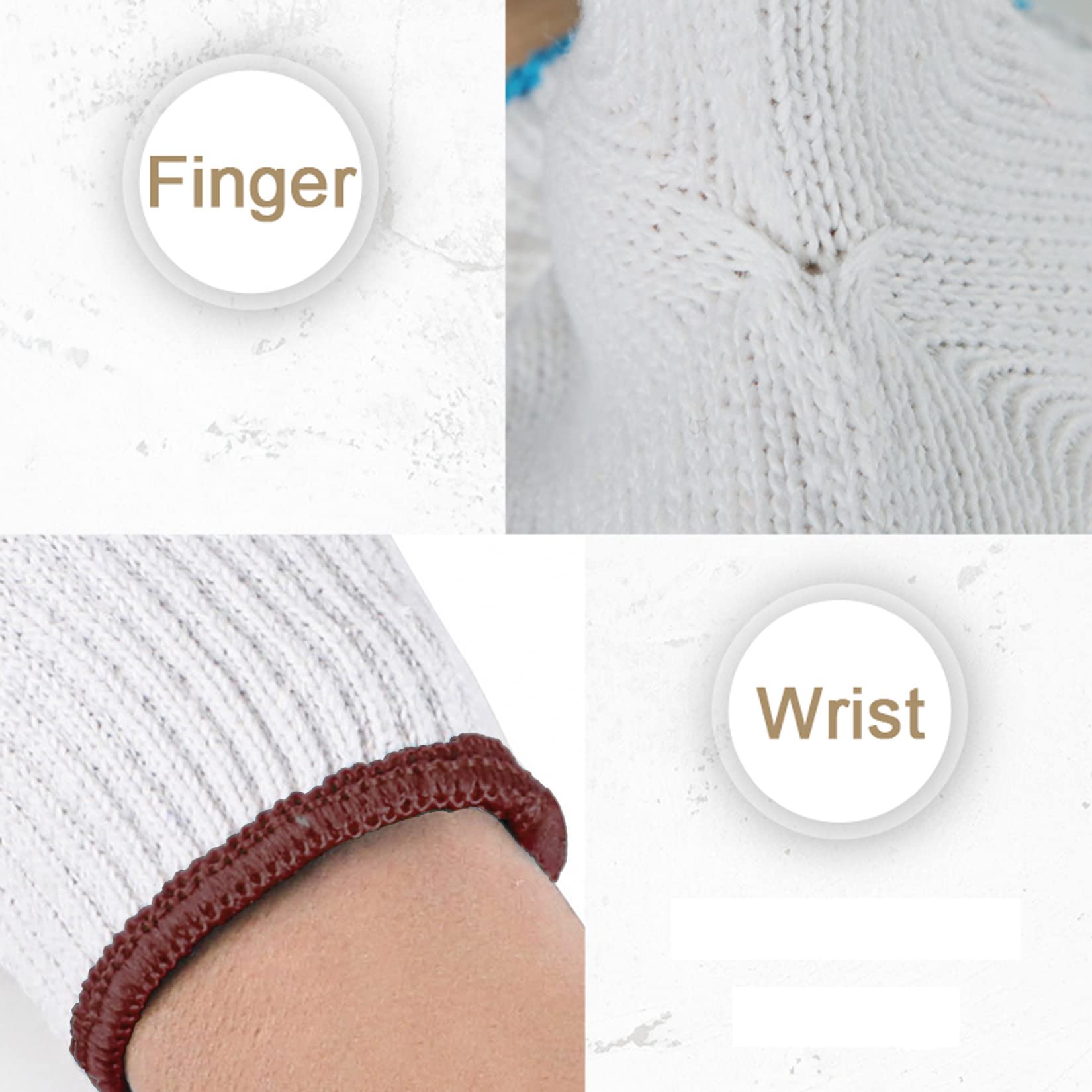 Guanti da Lavoro protettivi in Cotone Bianco da Uomo, 24/48 Paia di Guanti da Lavoro di Sicurezza Leggeri Lavorati a Maglia per Uso Industriale, grigliate, edilizia,4 packs/48 Pairs