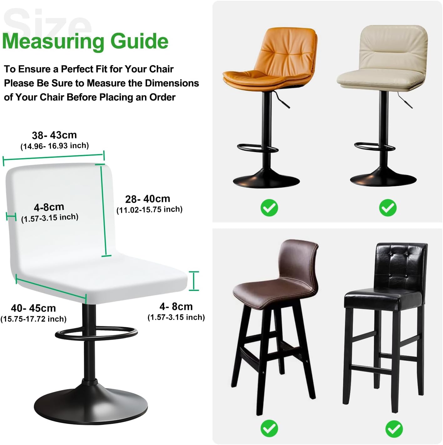 Bar Stools Slipcovers with Backrest Stretch Chair Covers Bar Chair Cover Velvet, Soft Texture, Stretchable and Wrinkle Resistant, Washable and Dustproof (4, White)