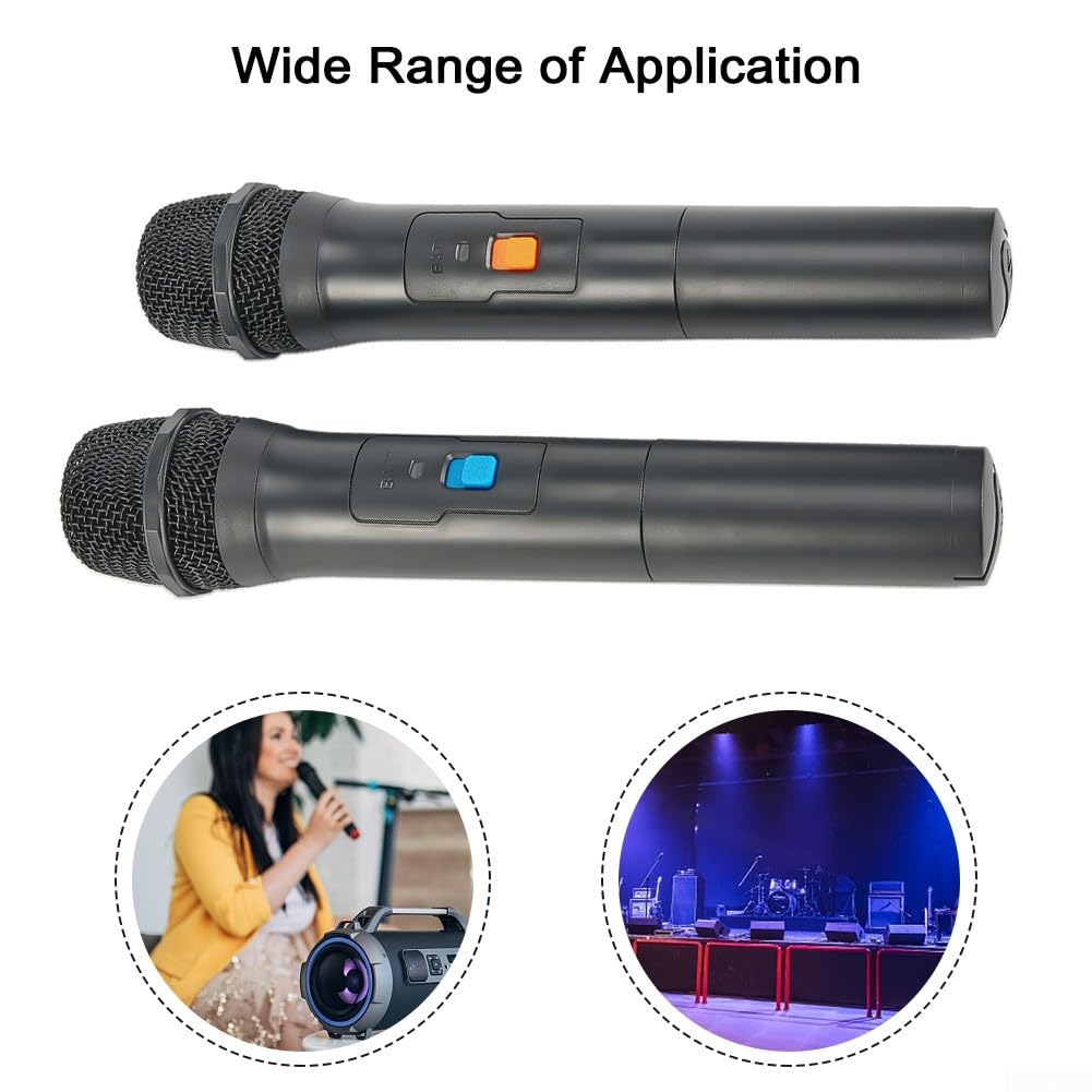 VHF Funkmikrofon Kabellos 2 Kanäle USB Empfänger(2 Pcs Mic)