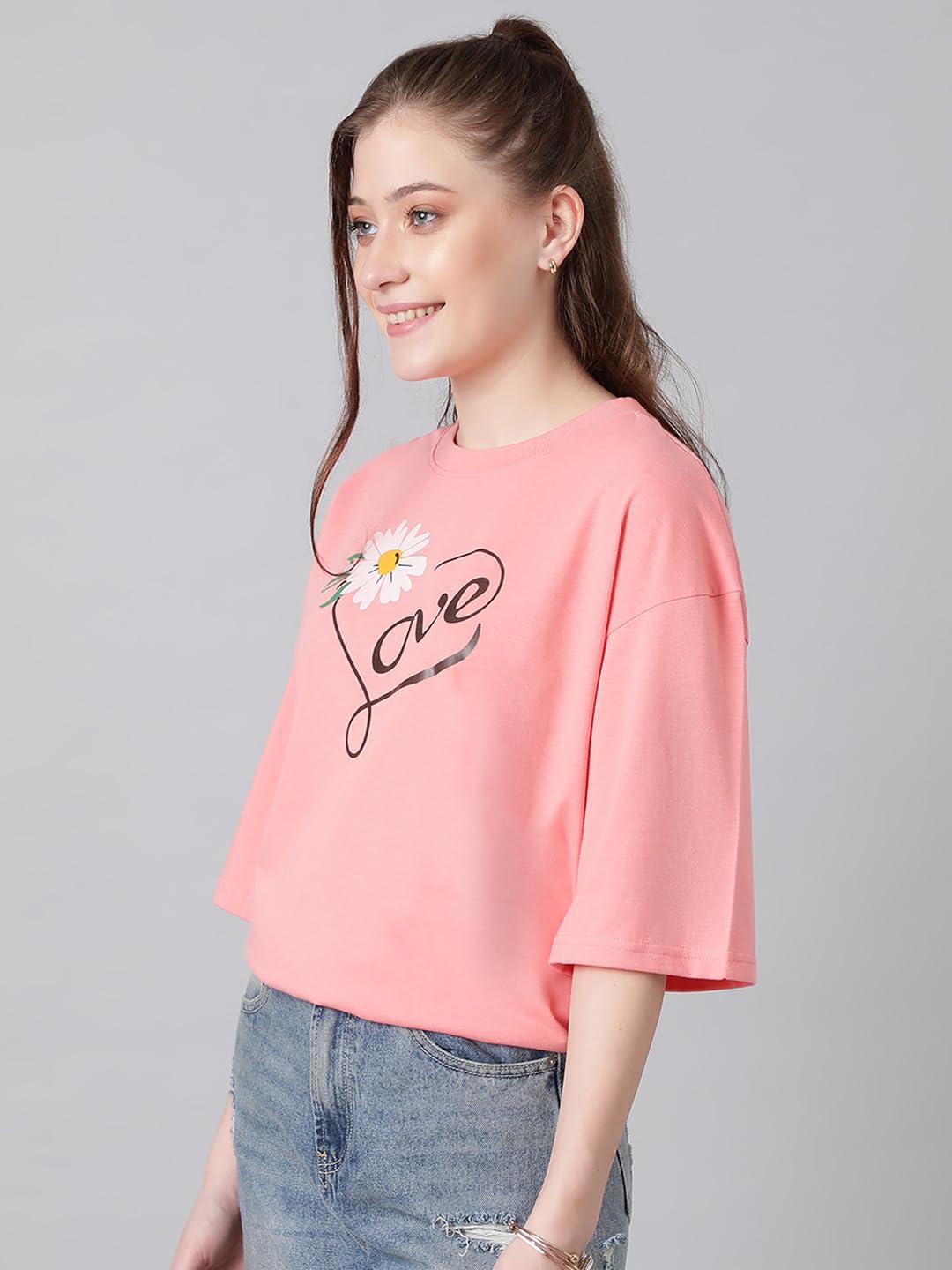 KOTTY Women's Print Oversized T-Shirt | Cotton Blend | Casual Loose Fit | S-XL | Trendy Graphic Tee 3 611ttSn2L4L. SL1440