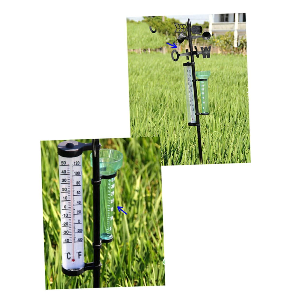 Außenthermometer 2 Satz Regenmesser Windrichtungsmesser Kunststoff