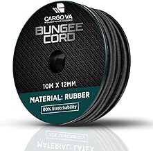 Rubber Rope 12 mm 10 m Black – 80% Stretch Rope, Weather Resistant Rope for Trailers, Shade Sail, Tarpaulin, etc