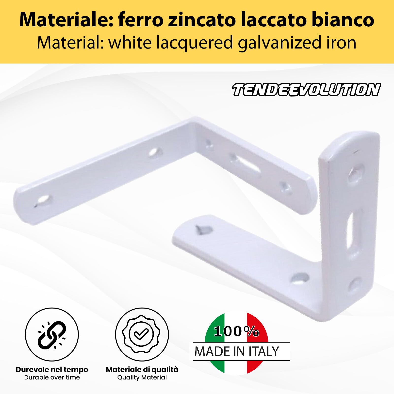 Paire De Tiges D'angle Acier Laqué Blanc - Fixation étagères, Rideaux, Rails - 25 Cm - Support Lourd Sans Saillie