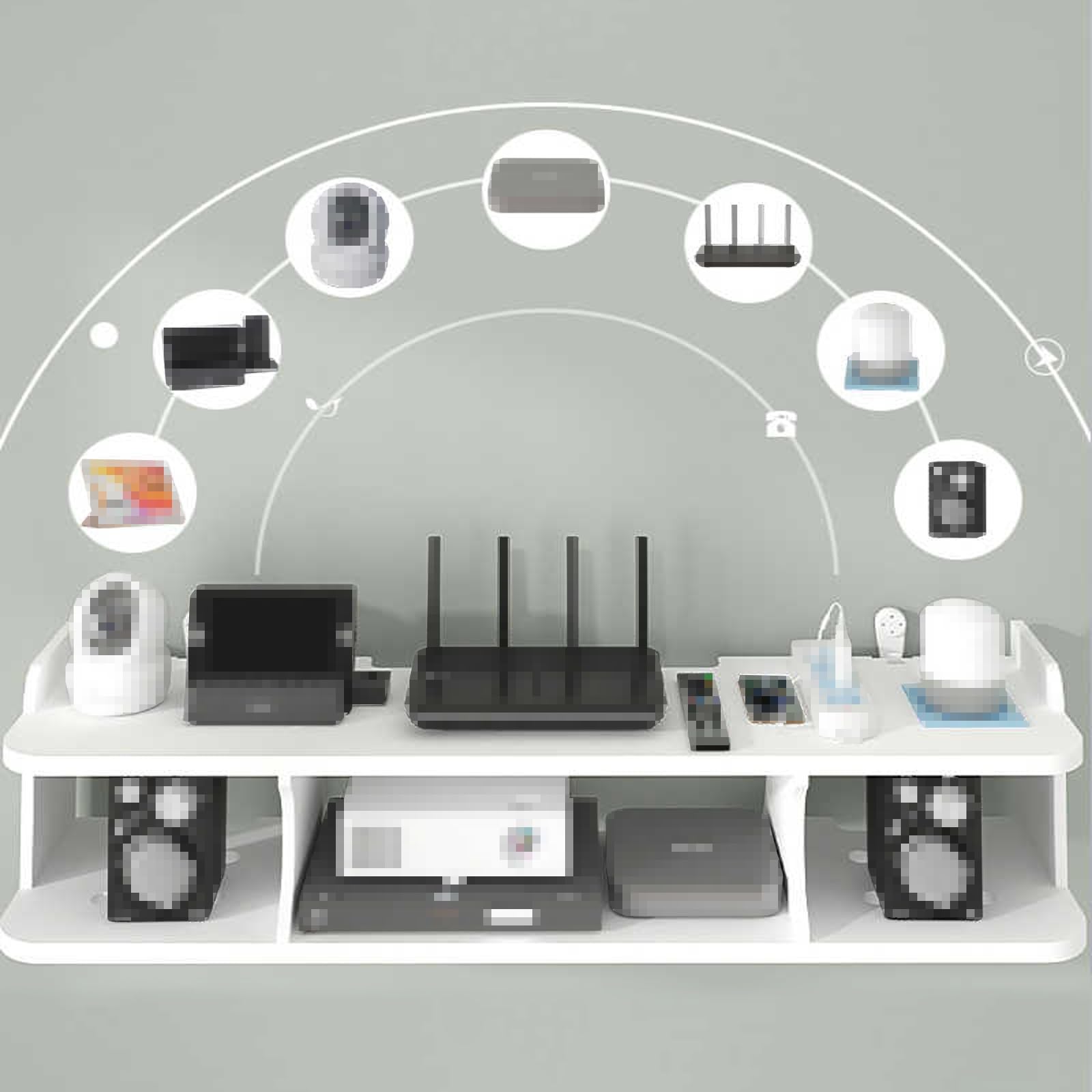 Support mural respectueux de l'environnement, design rationnel pour routeur WiFi mobile anti-cernes pour salon, TV, vert, 40 x 19,5 x 13 cm – Solution peu encombrante