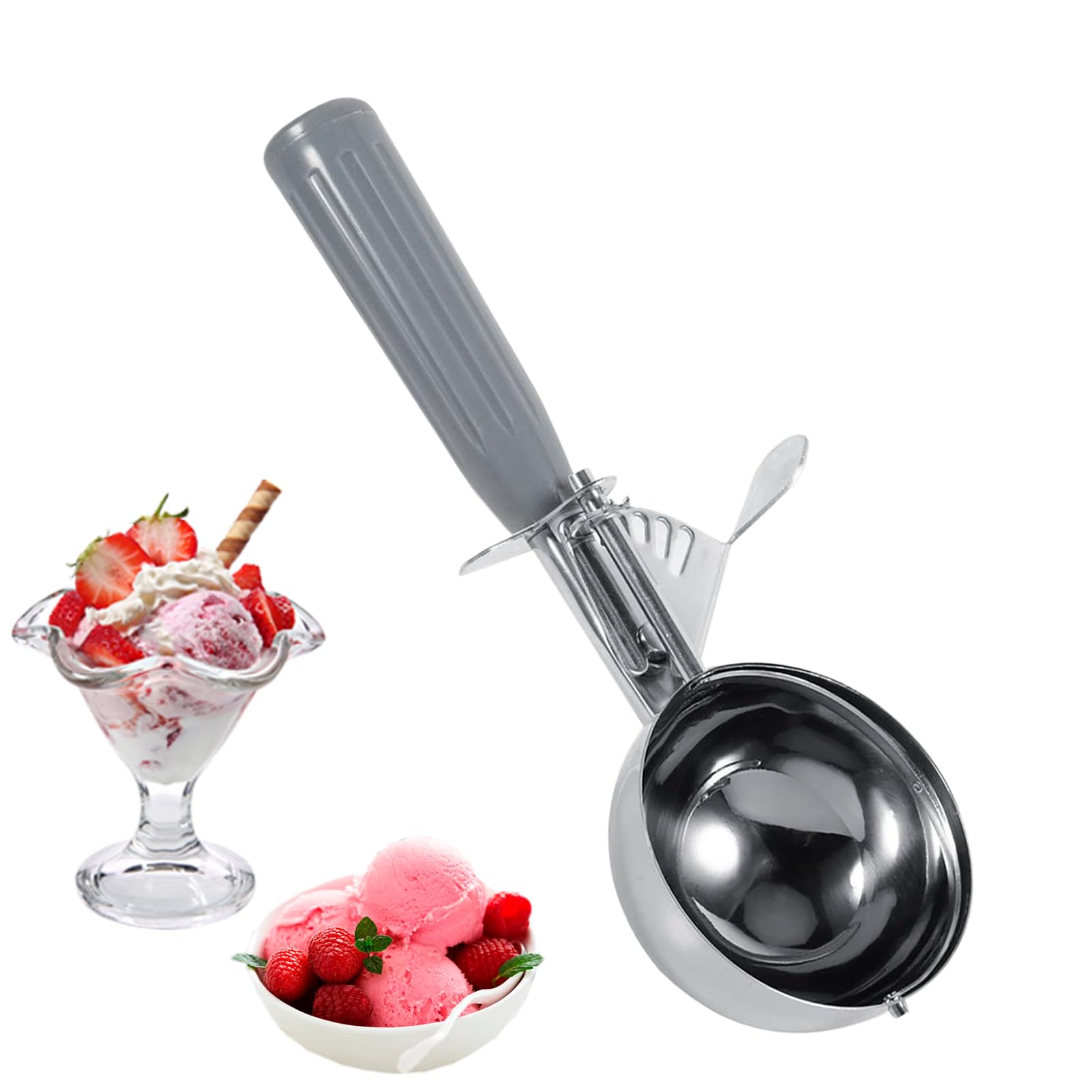 DeJivsin Pelle à Glace Avec Gâchette - Acier Inoxydable 7,2 Cm, Poignée Antidérapante - Pour Servir Glaces, Gâteaux, Desserts
