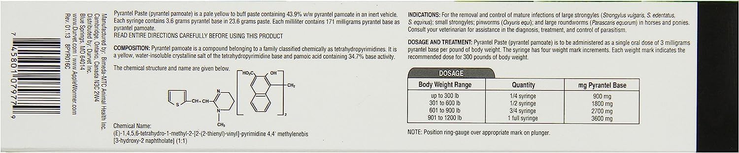 Durvet Pyrantel Paste Wormer, 23.6gm