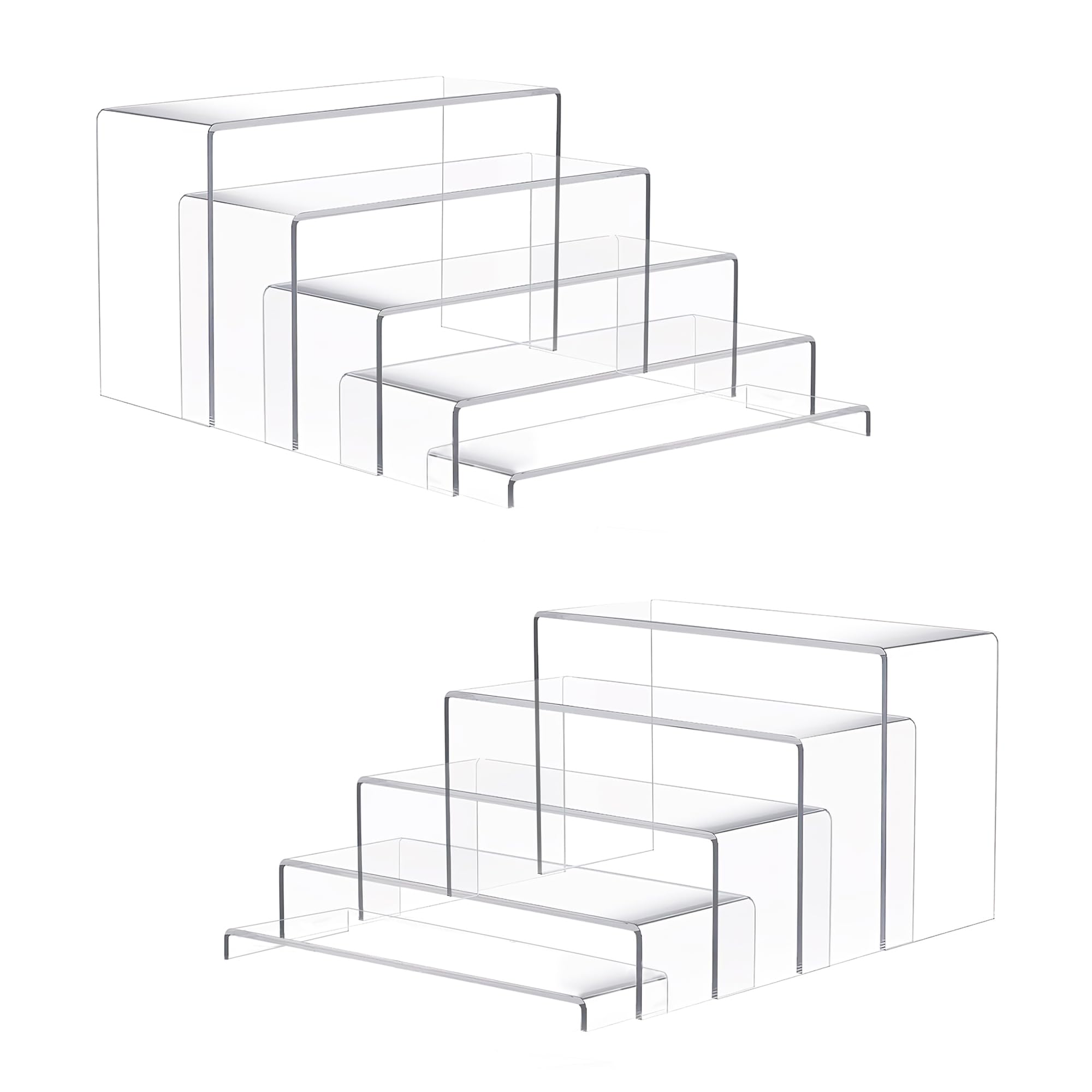 Goabroa 2 Sets 10 Pcs Acrylic Display Risers, Clear Rectangular (7"-8"-9" L) Risers Display Stands, Acrylic Stands for Jewelry, Cupcake, Perfume, Figures