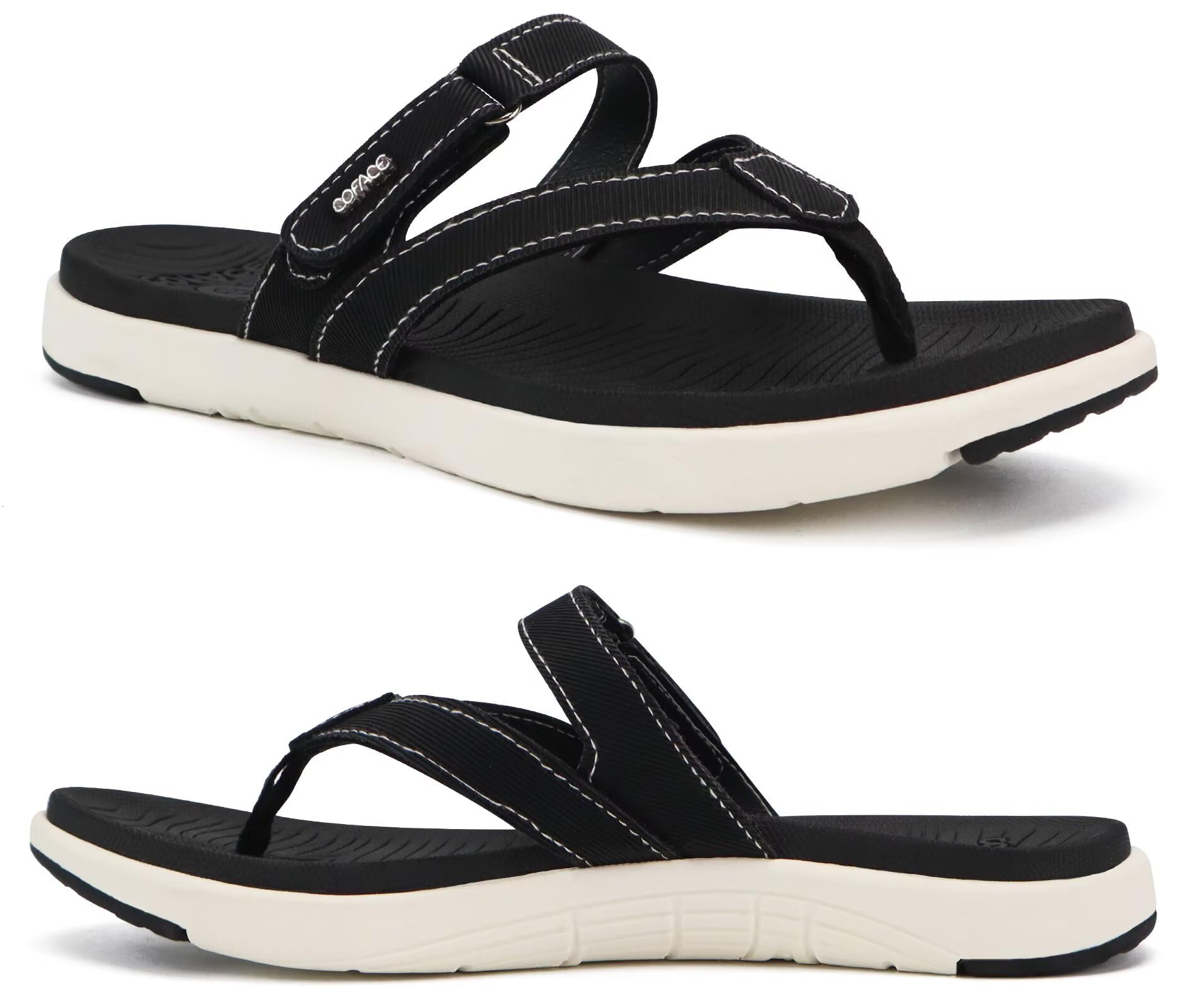 COFACE Infradito Donna Moda Ortopediche Estive Comode Pelle Cuoio Supporto Arco Plantare Flip Flop Doccia Spiaggia Piscina Aperte Leggere Eleganti Ciabatte Antiscivolo Gomma Suole