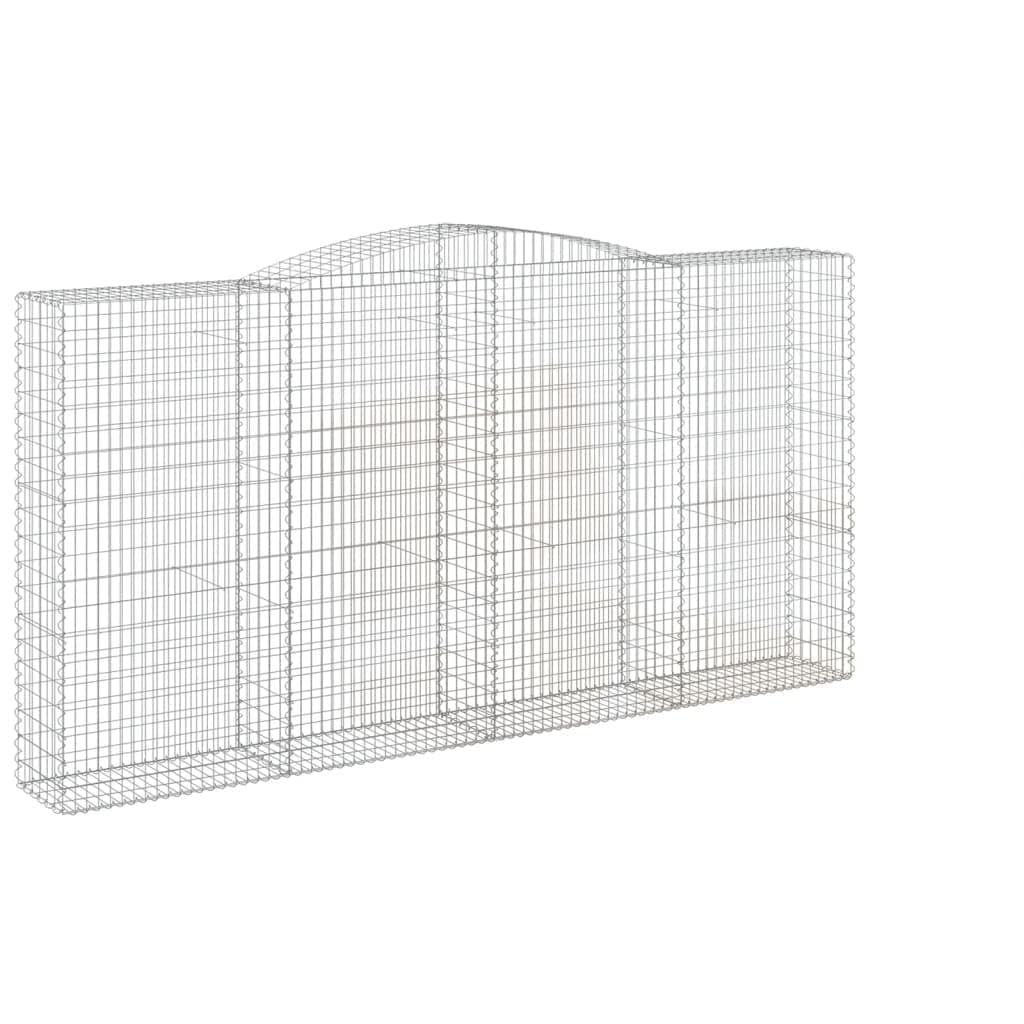Yngbhfnop Silver Galvanised Arched Gabion Baskets 3 Pack 400X50x200/220 Cm Decorative Garden Fence Retaining Wall Sound Barrier Corrosion Resistant Iron Wire Mesh 3.5Mm