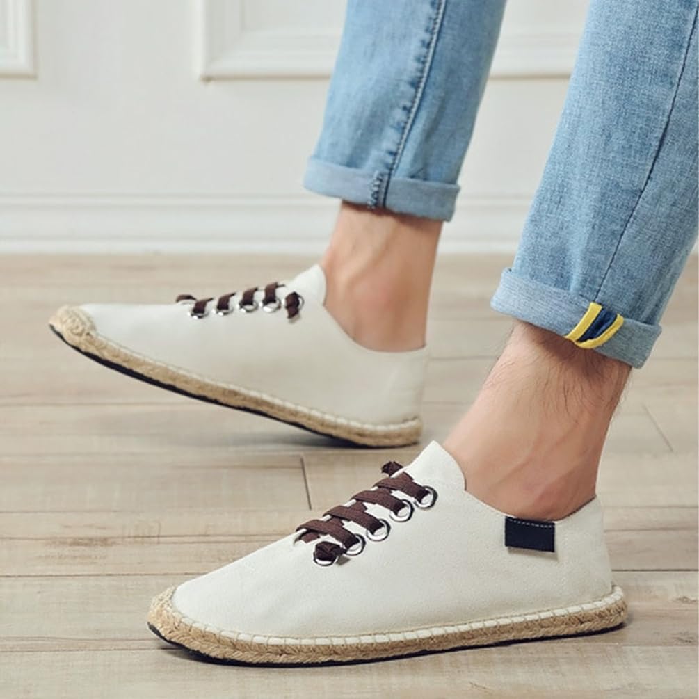 M&Catree Alpargatas para Hombres en Canvas Espadrillas Antideslizante Slip-on Alpargata Mocasines Planos