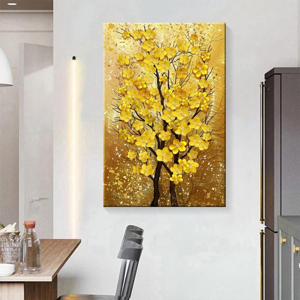 Amazon.co.jp: アートパネル風水絵玄関油絵絵画金運アップお幸運の木