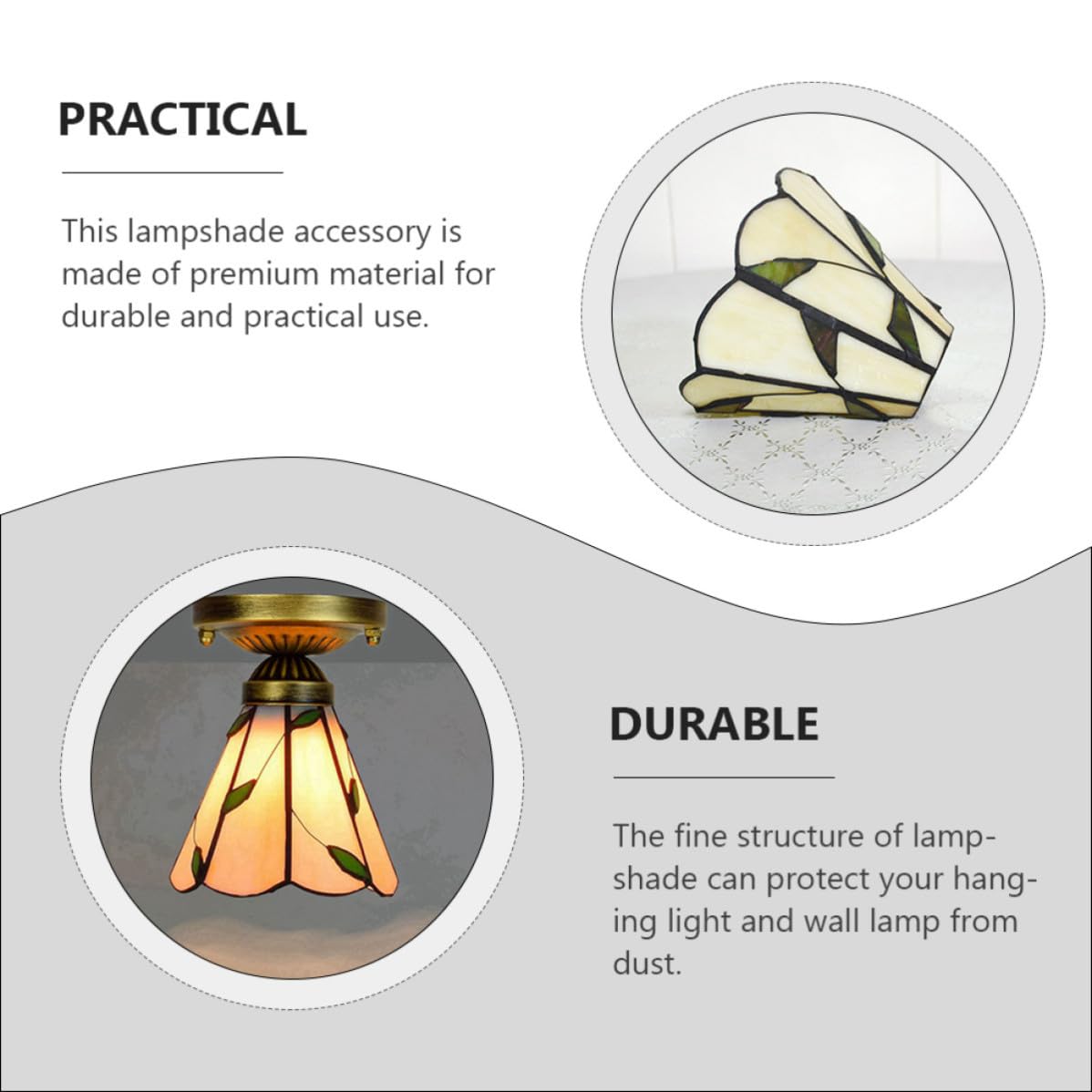 Paralume in Vetro Decorativo Beige per Lampada a Sospensione