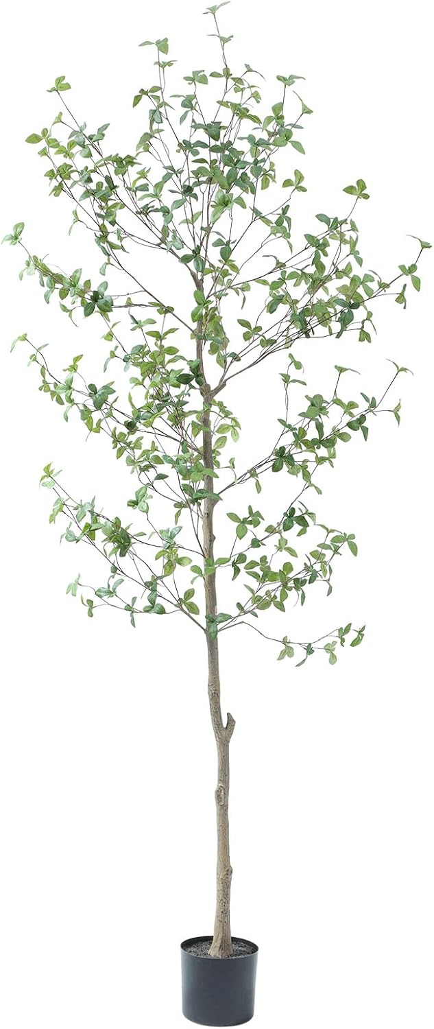 Bellacat 7ft Faux Quince Leaf Tree with Lifelike Leaves & Realistic Trunks, 84in Artificial Quince Leaf Tree for Garden, Home, Office, Porch, Balcony Decor. 7ft Quince Leaf Tree