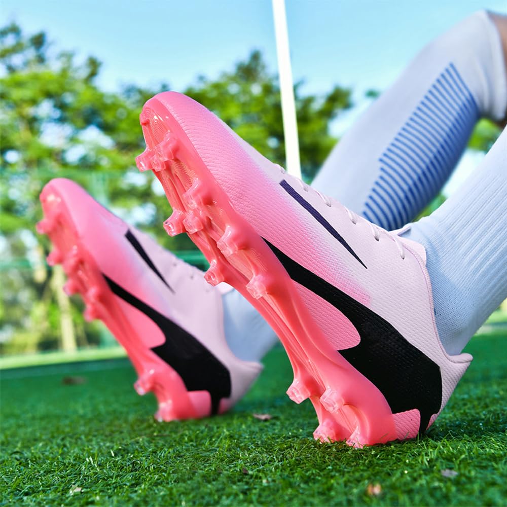 Zapatillas de Fútbol Mujer Spike Aire Libre Atletismo Entrenamiento Botas Profesionales Calzado de Fútbol Tacos de fútbol Deportivas Unisex Rosa 44 EU