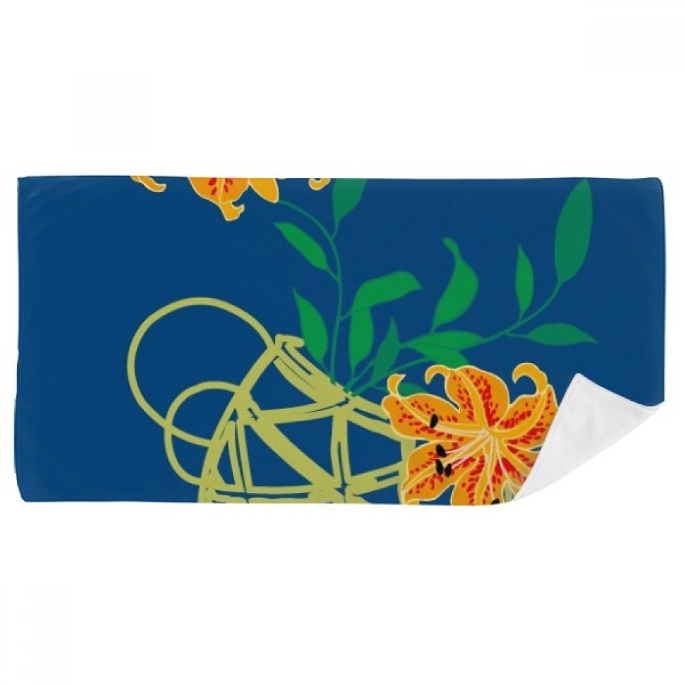 Serviette de bain peinture fleur jaune au design artistique japonais 35x70cm
