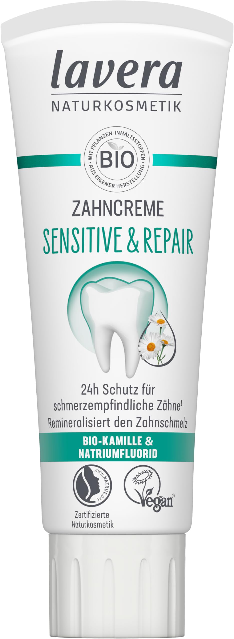 Sensitive & Repair Toothpaste - for Sensitive Teeth - 24-Hour Protection - Organic Chamomile & Sodium Floride - Vegan - Natural Cosmetics - 75 ml