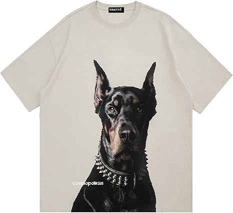Vamtac Mens Oversized Doberman Graphic Tees Shirt Casual Summer Tops Streetwear Aesthetic T-Shirt Unisex