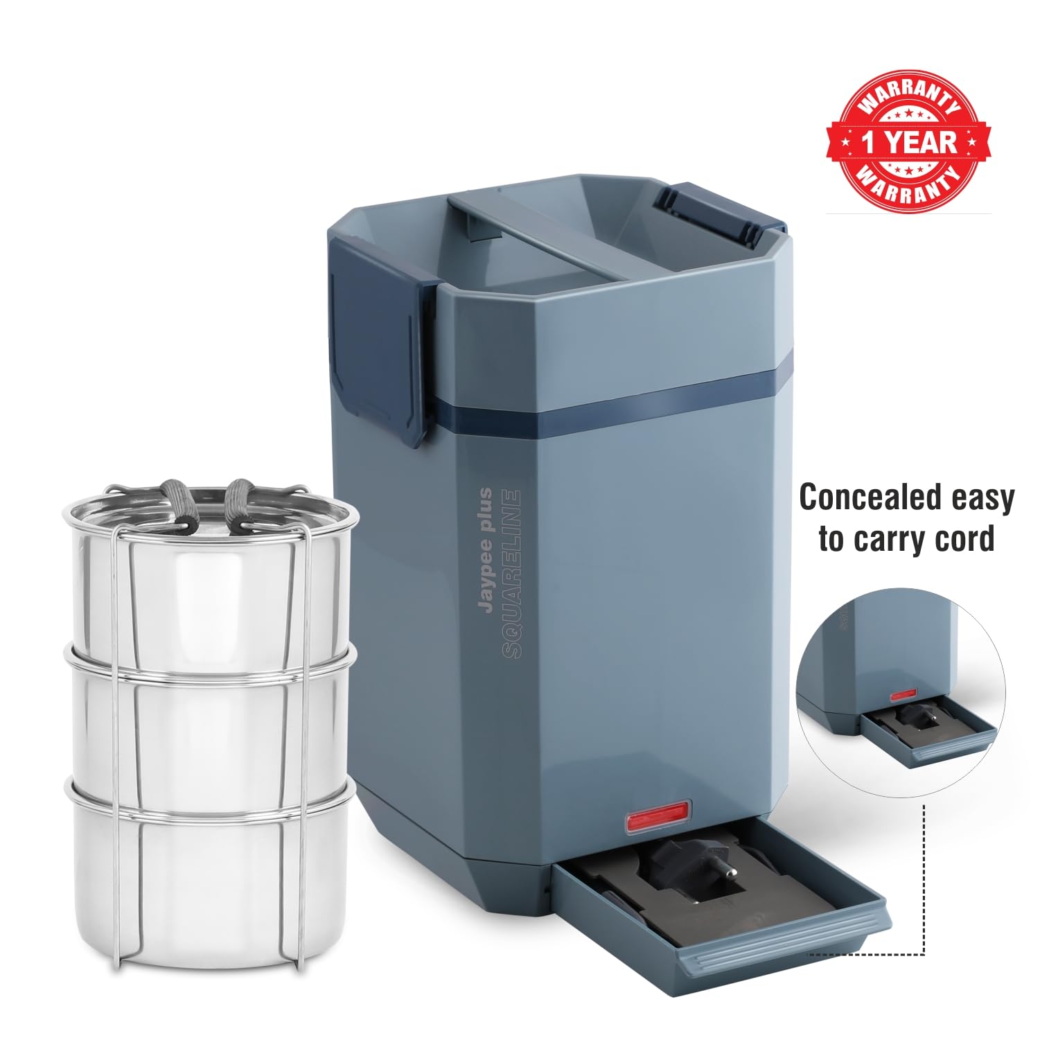 Jaypee Plus Squareline Electric Lunch Box - Keep Food Warm! -6