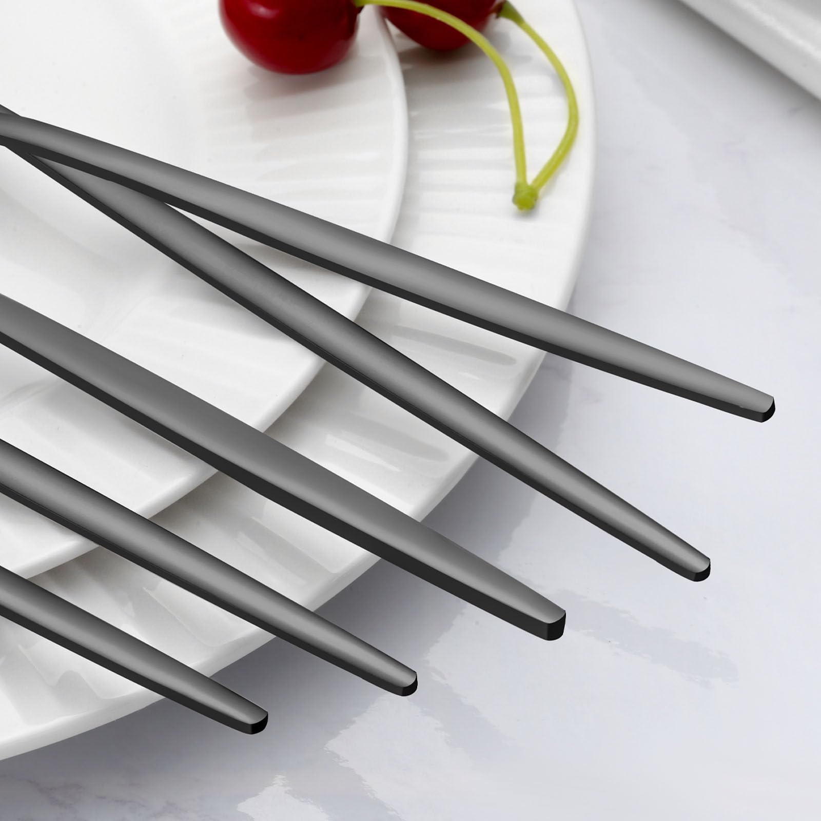 Pleafind 36 forchette da tavola nero opaco, 21 cm, forchette in acciaio inossidabile, forchette per argenteria, forchette in metallo lucidato a specchio per casa, cucina, ristorante, lavabili in