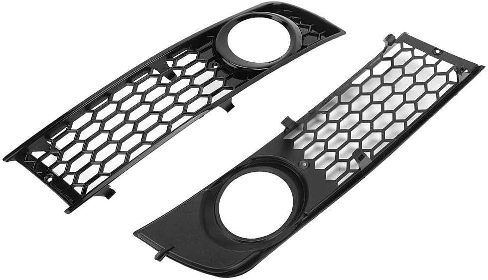 2Pcs Fog Light Grille, ABS Car Front Bumper Fog Light Grille Lower Side Fog Lamp Grill for B6 2002-2005