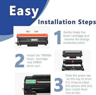Compatible TN830XL Toner Cartridge Replacement for Brother TN830 TN830XL/V/R TN-830XL TN 830 XL Toner use with HL-L2460DW DCP-L2640DW HL-L2405W MFC-L2820DW HL-L2400D HL-L2480DW Printer 2 Pack Black
