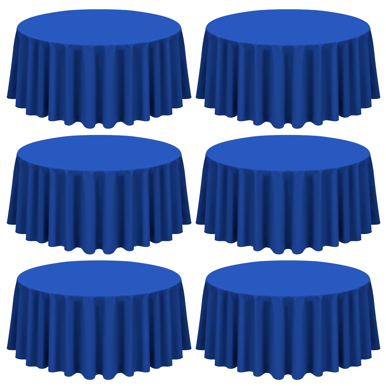 Nappe ronde bleu roi 228 cm Showgeous en polyester lavable pour table de buffet de mariage
